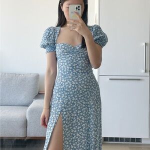 Reformation Lacey Blue Floral Dress